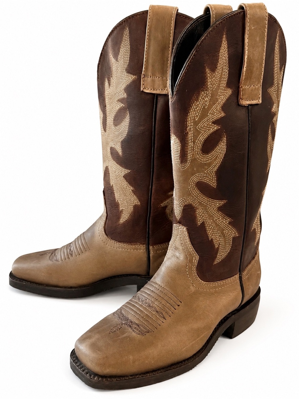 Masterson leather brown and tan cowboy cowgirl boots- festival wear- 6